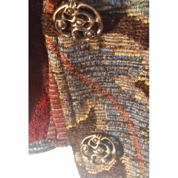 Silverado Floral Tapestry Cropped Blazer Jacket Women's  M Brown Chenille Boho - Picture 9 of 12